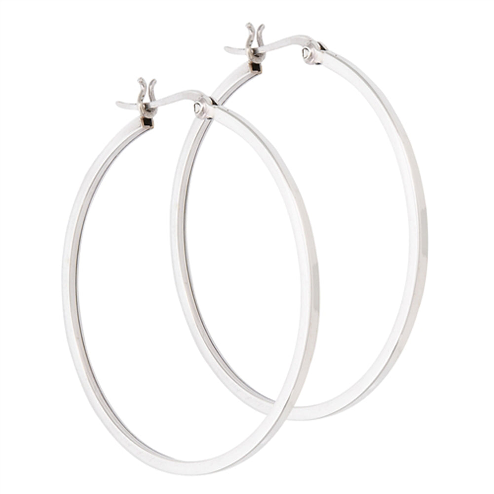 Classic Squared Hoop .925 Sterling Silver Earrings