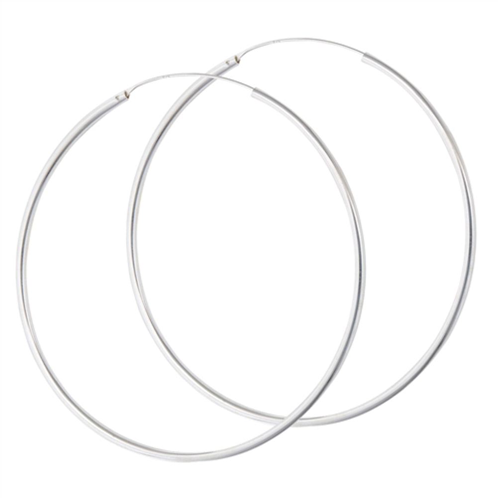 High Polish Large Statement Hoop Fashion .925 Sterling Silver Timeless Earrings