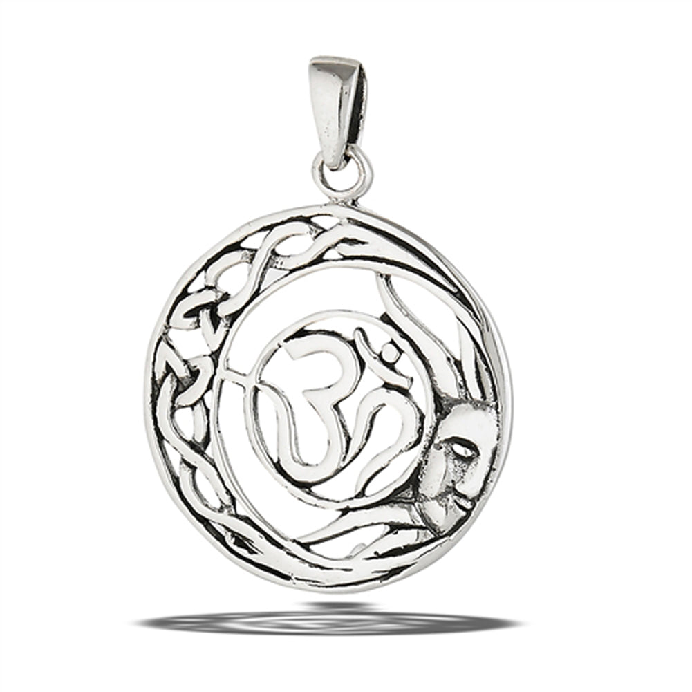 Celestial Om Sign Pendant .925 Sterling Silver Knot Yoga Mystic Meditation Charm