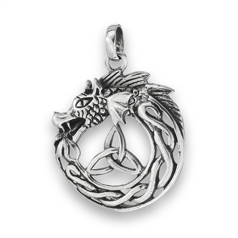 Animal Dragon Pendant .925 Sterling Silver Reptile Lizard Mystic Wings Charm