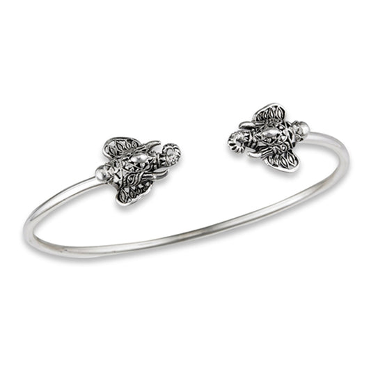 Cuff Bracelet Elephant Buddies Detailed Bracelet Love Open .925 Sterling Silver