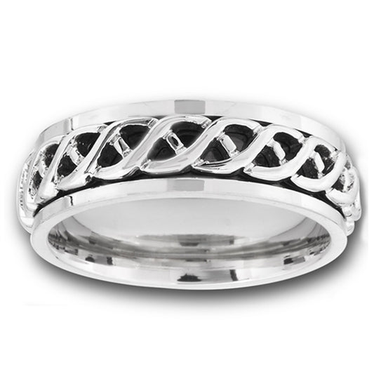 Spinner Celtic Infinity Wave Knot Wedding Ring Stainless Steel Band Sizes 8-13