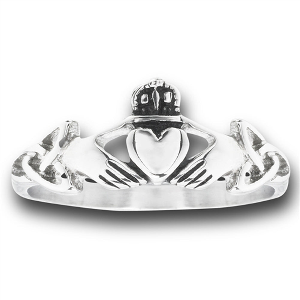 Celtic Irish Claddagh Heart Crown Promise Ring Stainless Steel Band Sizes 5-13