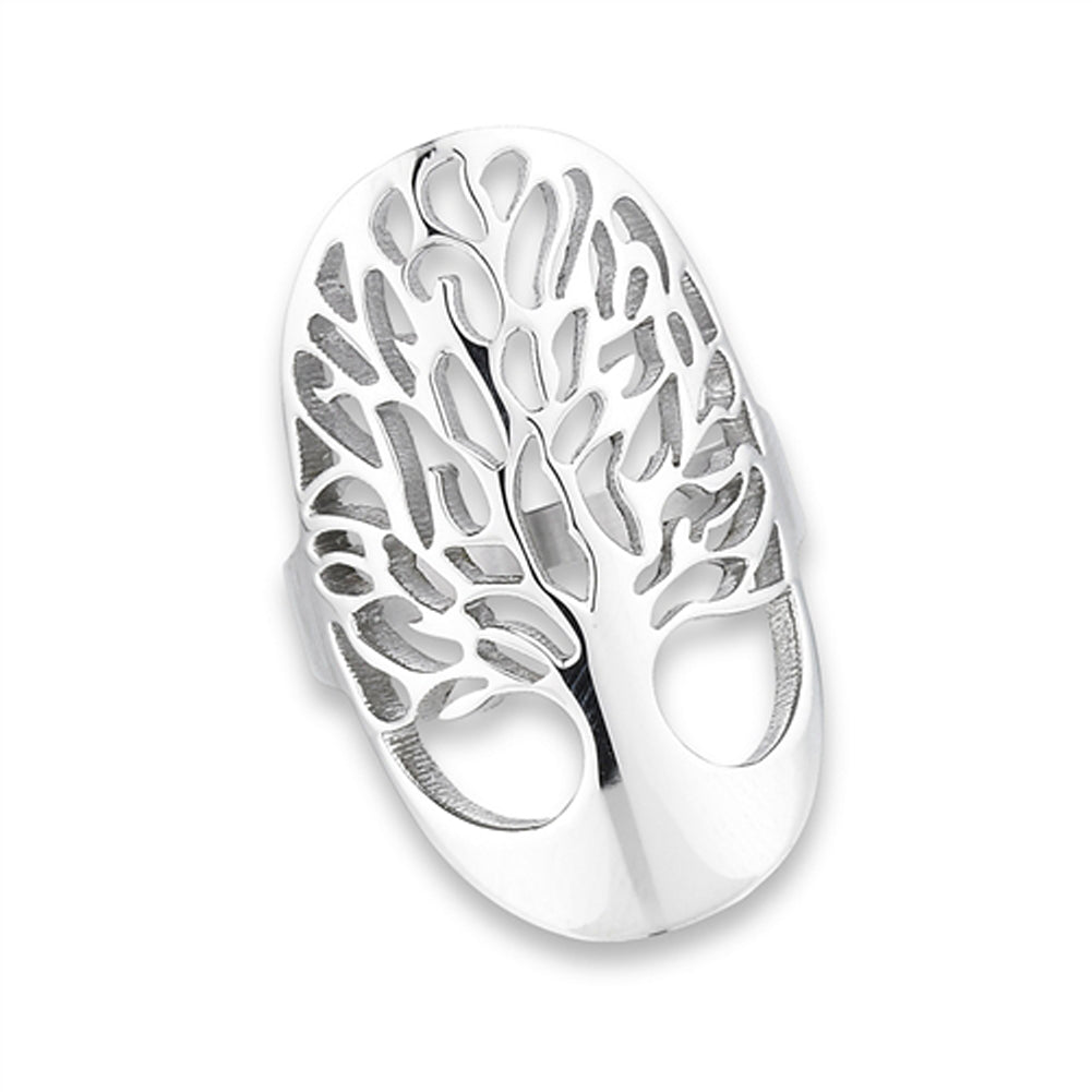 Filigree Wide Tree of Life Cutout Leaf Ring New Stainless Steel Band Sizes 6-10