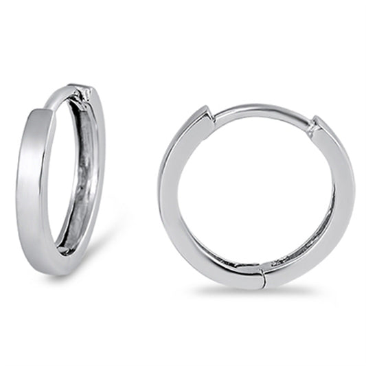 High Polish Hoop Simple .925 Sterling Silver Minimalist Huggie Hoop Earrings