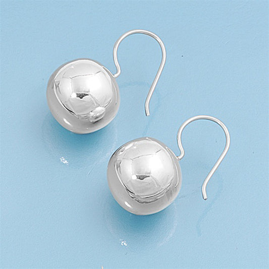 High Polish Shiny Ball Plain .925 Sterling Silver Simple Classic Earrings