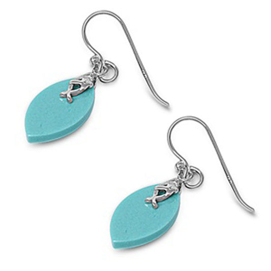 Marquise Earrings Simulated Turquoise .925 Sterling Silver