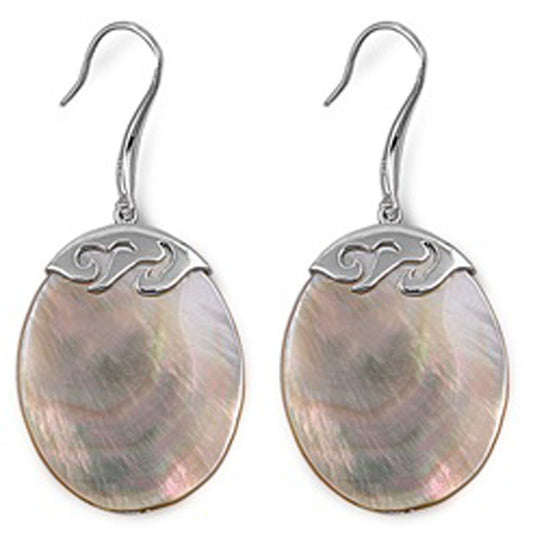 Oval Earrings Simulated Mother of Pearl .925 Sterling Silver