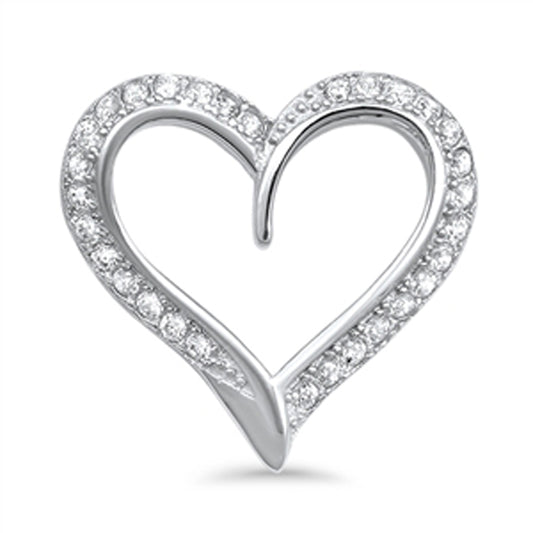 Heart Filigree Spiral Pendant Clear CZ .925 Sterling Silver Love Charm