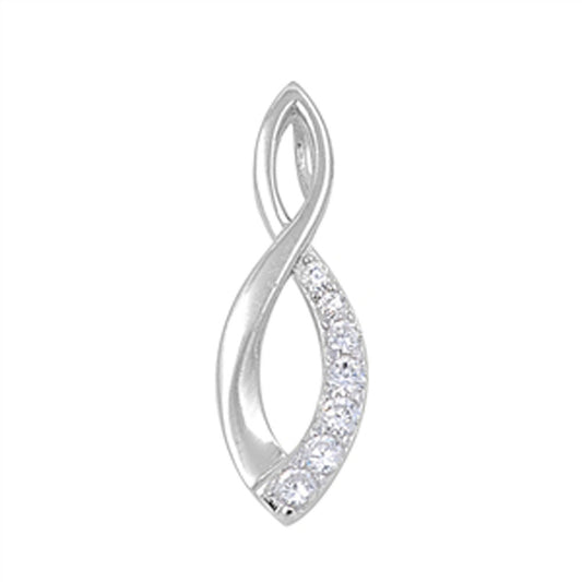 Pointed Infinity Twist Pendant Clear CZ .925 Sterling Silver Charm