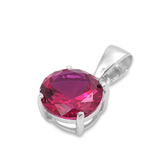 Classic Circle Pendant Simulated Ruby .925 Sterling Silver Minimal Simple Charm