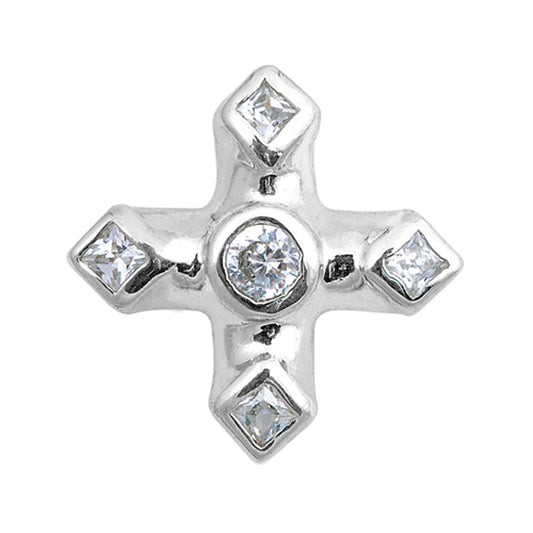 Unique Pointed Cross Pendant Clear CZ .925 Sterling Silver Charm