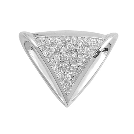 High Polish Statement Clear CZ Pendant .925 Sterling Silver Charm