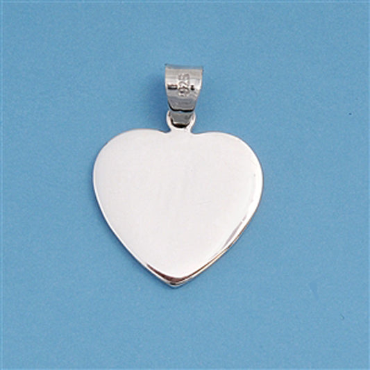 Simple Flat Heart Pendant .925 Sterling Silver Promise High Polish Plain Charm