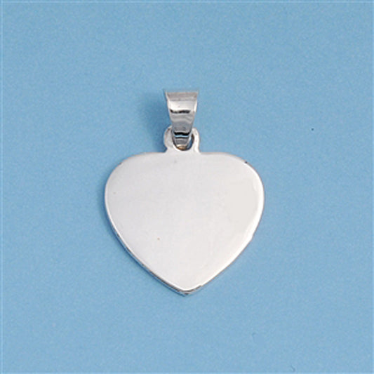 Flat Simple Heart Pendant .925 Sterling Silver Classic Minimalist Tiny Charm