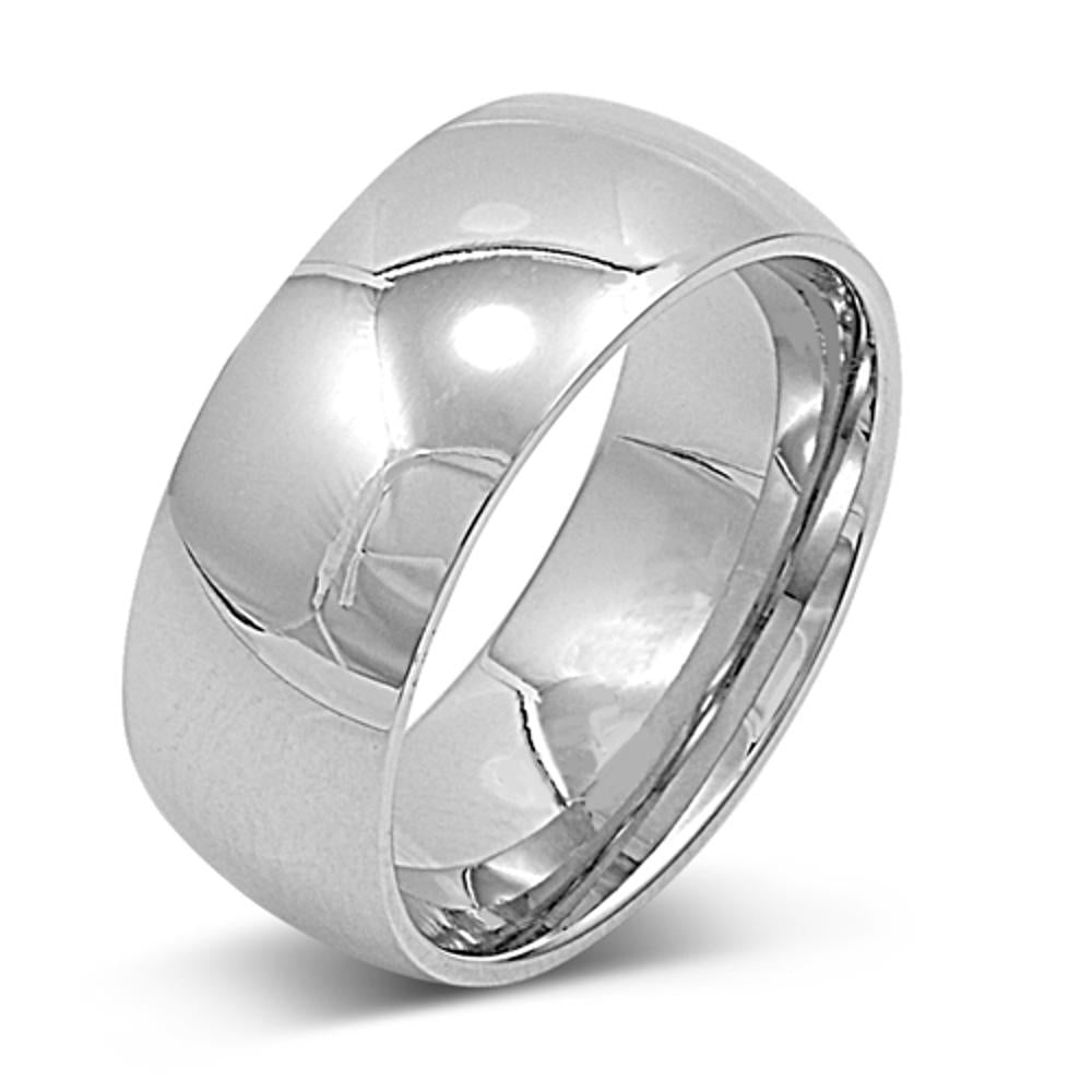 Stainless Steel Band Polished Plain Wedding Ring 316L Surgical 9mm Sizes 7-15